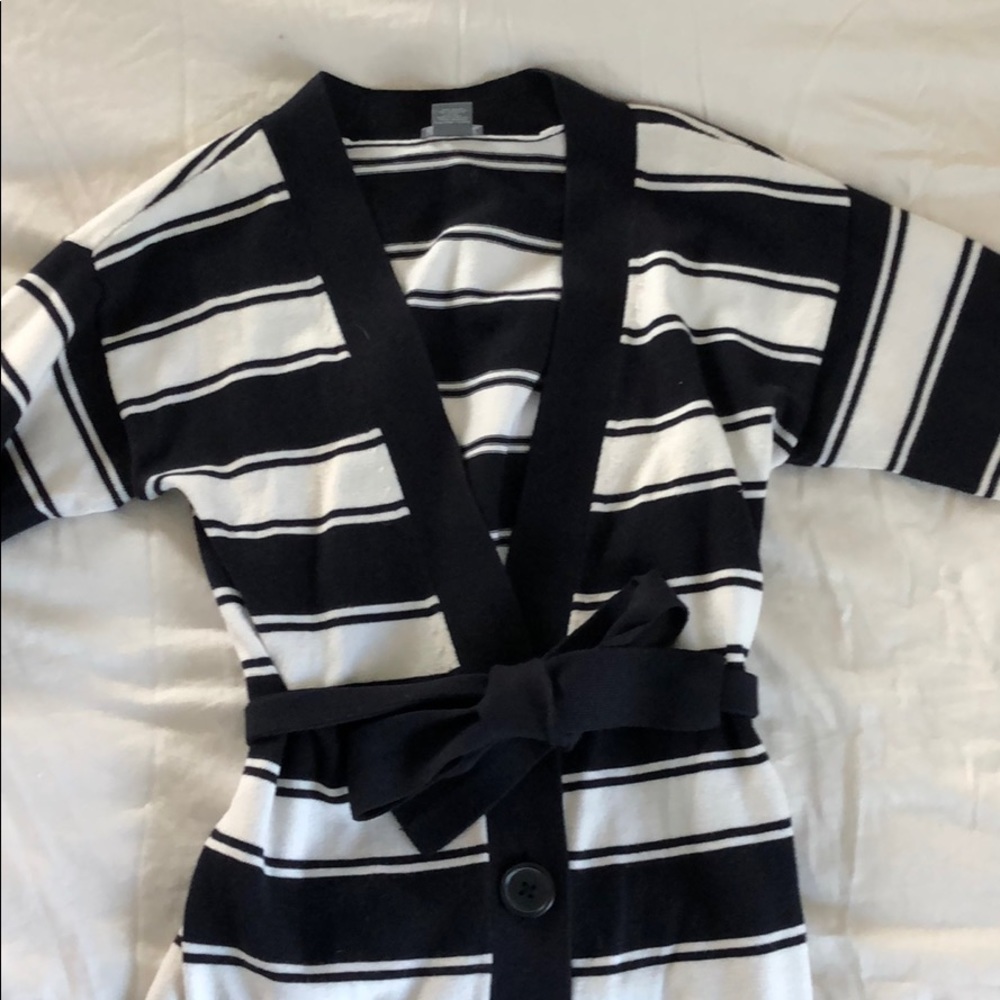 Ann Taylor Navy  blue and white striped sweater